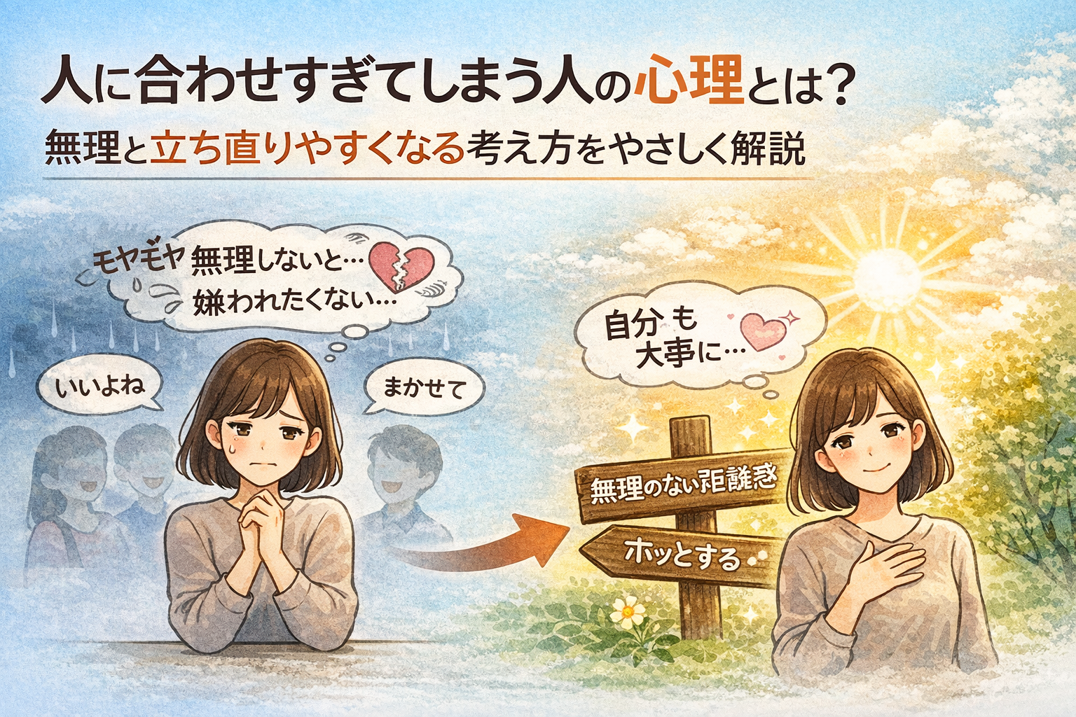人に合わせすぎてしまう人の心理とは？無理しやすい原因と楽になる考え方をやさしく解説
