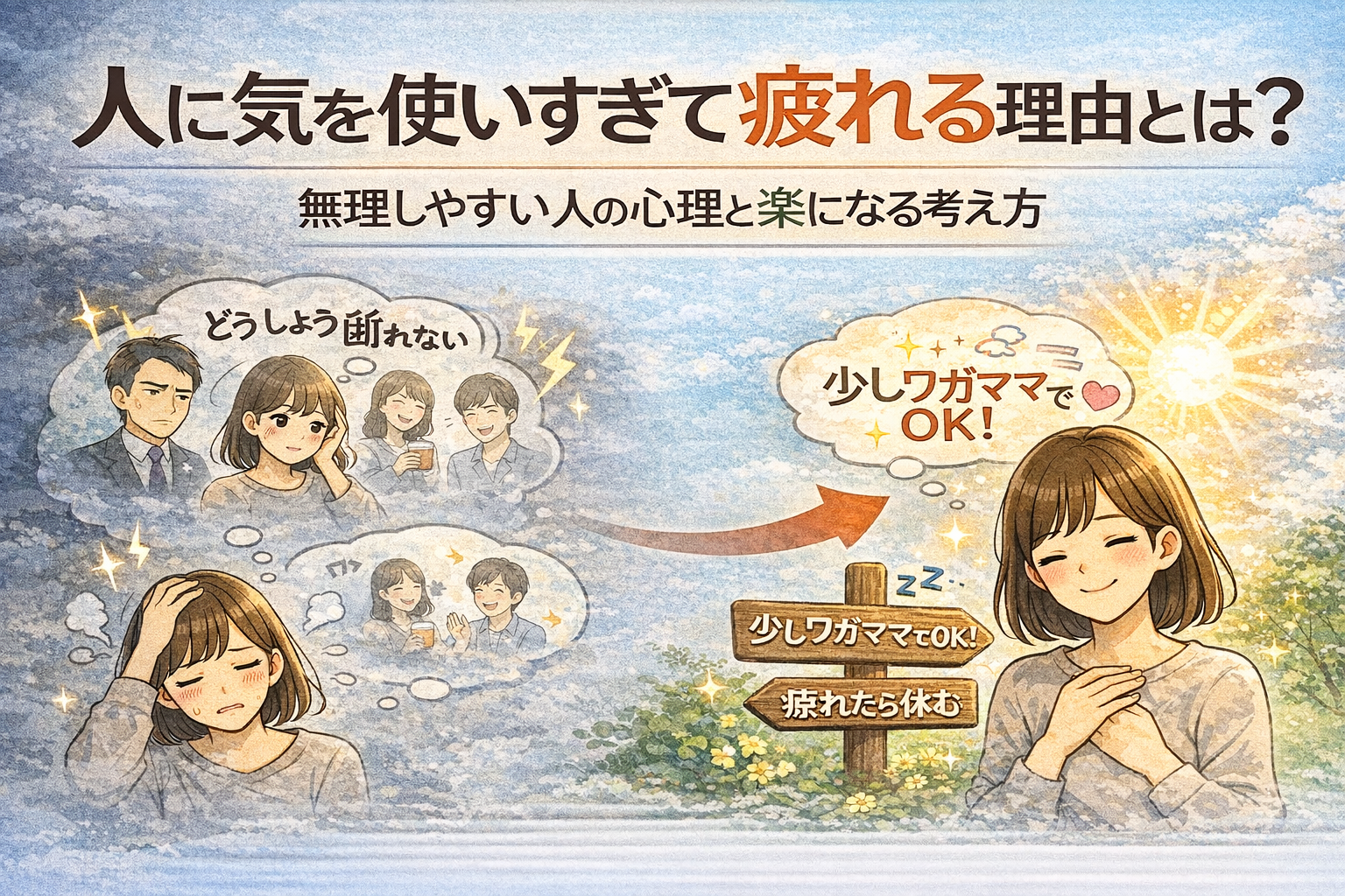 人に気を使いすぎて疲れる理由とは？無理しやすい人の心理と楽になる考え方