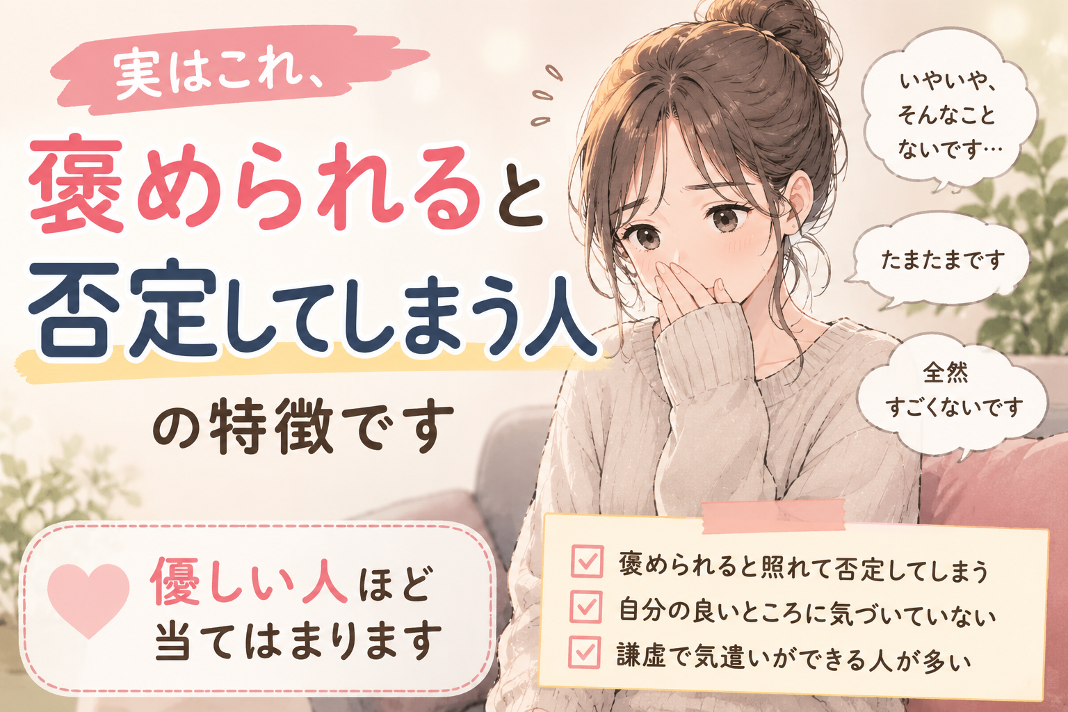 実はこれ、“褒められると否定してしまう人”の特徴です