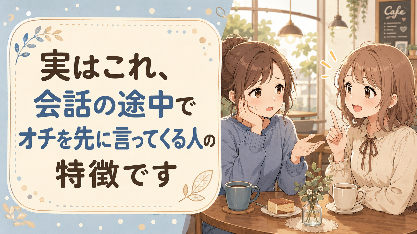 実はこれ、会話の途中でオチを先に言ってくる人の特徴です