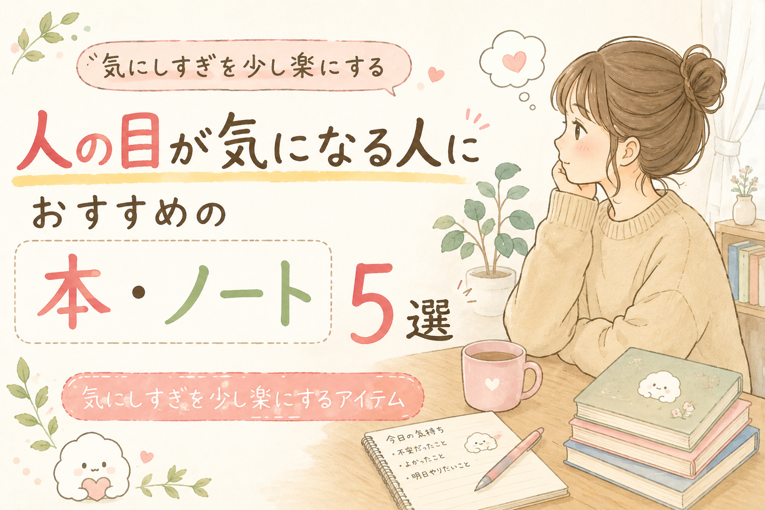 人の目が気になる人におすすめの本・ノート5選｜気にしすぎを少し楽にするアイテム